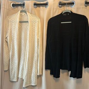 Cyrus Black and Cream Open-Front Cardigans Bundle.